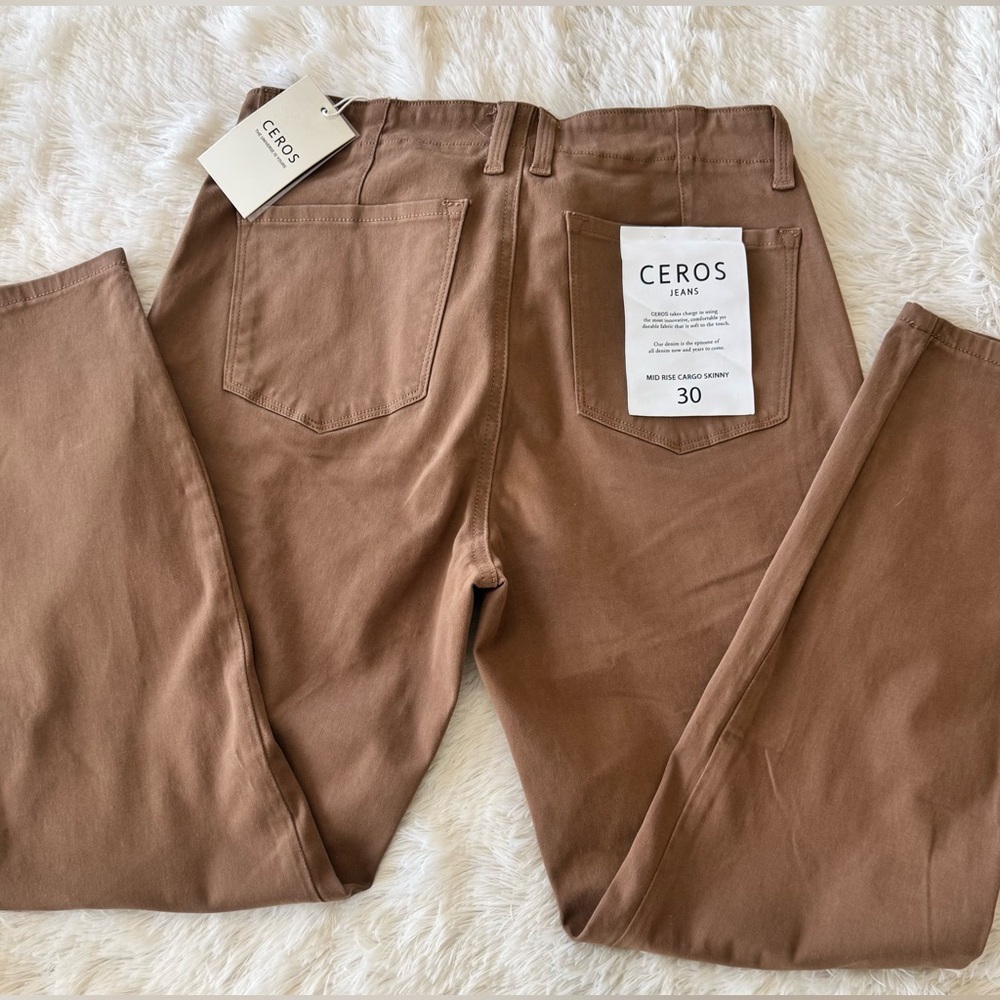Women's Ceros brand Skinny Cargo Jeans - Brown